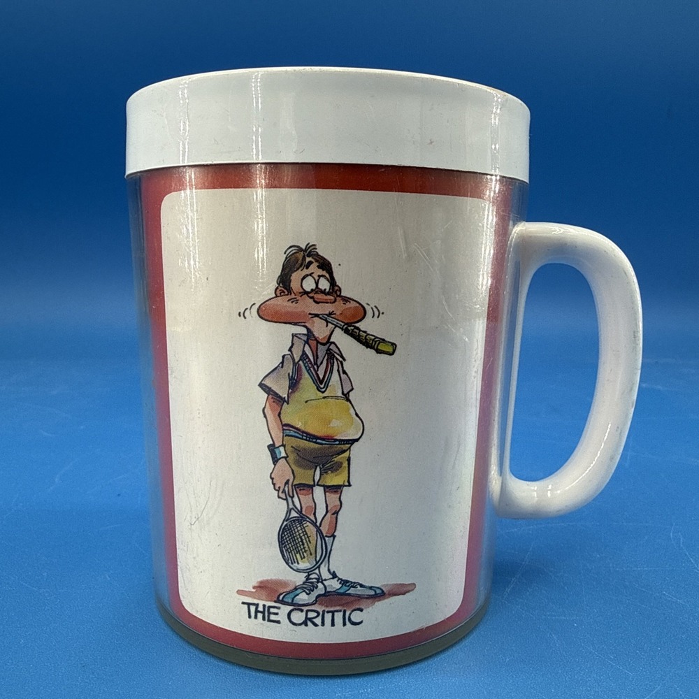 Vintage Thermo Serv Tennis Players Plastic Insulated Mug-The Critic, Overmatched